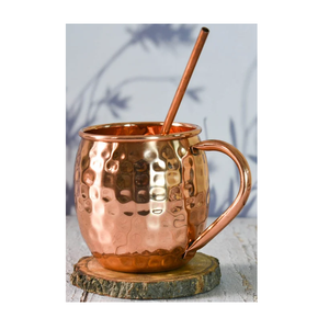 Haute qualité meilleure tasse en cuivre Hammer Point Moscow Mule avec poignée dorée 14oz Moscow Mule Tasses fournisseur de l'Inde - Product Image 6