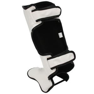 Protège-tibias en cuir PU de couleur personnalisable avec garniture noire, protection du cou-de-pied profilée, mousse EVA, logo personnalisé, protection complète - Product Image 5