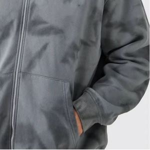 Nouveauté : Survêtement réversible pour homme, taille plus, écologique, coupe-vent, à capuche, lavage à l'acide, fermeture éclair, logo imprimé, uni, saison hivernale - Product Image 5