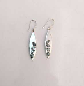 Wholesale Creative Design <b>Blue</b> Topaz Marquise Gemstone Sterling Silver Fine Huggie Earrings Jewelry for Wedding Gift Party - Product Image 1