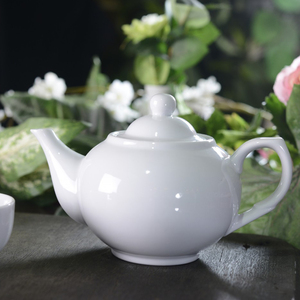 High Quality Durable Luxury 500ml Oval <b>Teapot</b> Set White Vintage Oriental Design for Serving Coffee in Restaurants and Hotels - Product Image 5