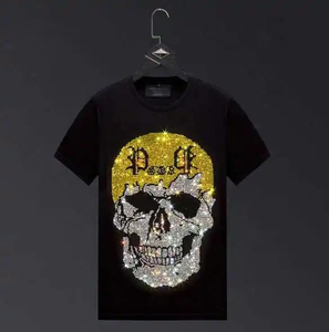 Últimas camisetas con estampado de diamantes de imitación con logotipo personalizado, camiseta de piedra al por mayor al mejor precio para hombre - Product Image 3