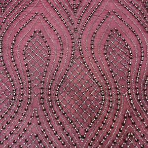 Best Price Luxury Handmade 100% Polyester Garments High Quality <b>Beaded</b> Fabric Zircon Woven Mesh Embroidered Wedding <b>Direct</b> Girls - Product Image 1