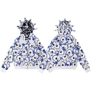 Alta calidad al por mayor 100% algodón Diamond-set Zip up B logo impresión hombre y mujer Sudadera con capucha - Product Image 2