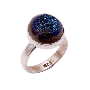 Venta al por mayor de piedras preciosas de plata esterlina 925, joyería fina hecha a mano, titanio Natural Druzy, exportador personalizado para bodas, compromisos - Product Image 1