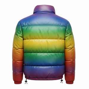 Chaqueta Acolchada Premium con Capucha, de Piel de Oveja de Colores Arcoíris, Chaqueta Abrigada de Invierno, Elegante y Casual para Uso Diario - Product Image 2