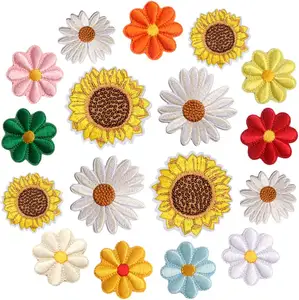 17pcs Daisy SunFlower Flowers Embroidery Patch Sewing Patch DIY Iron On Patches For Clothing Hat Shoe Bags Jacket