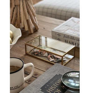 Luxury Gold Brass Glass Jewelry <b>Box</b> Decorative <b>Keepsake</b> Display Organizer Transparent Makeup Case Glass <b>Box</b> for Home Decor <b>Box</b> - Product Image 1