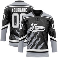 Maillot de hockey sur glace professionnel 100 % polyester avec col en dentelle, antibactérien, séchage rapide, personnalisable avec noms d'équipe/joueurs sur le devant, unisexe