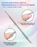 Boucle poussoir à cuticules pré-traitement dissolvant de cuticules en acier inoxydable rond poussoir à cuticules en gros poussoirs de manucure outils de beauté