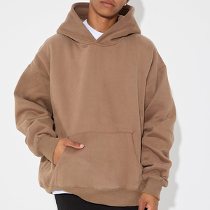 Pull à capuche 100% coton pour hommes, sweat à capuche surdimensionné à épaules tombantes, sweat à capuche fonctionnel thermique lourd avec poches lavées - Product Image 4