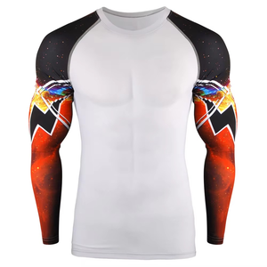 Custom <b>Printed</b> Sublimation <b>Printed</b> MMA BJJ Rash Guard OEM Unisex Short Sleeve Spandex/Polyester 180g - Product Image 2