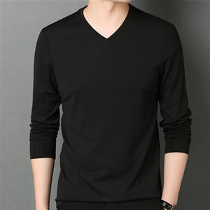 Nuevas Camisetas de Manga Larga con Cuello en V para Hombre, Casuales, Cómodas, Transpirables, de Secado Rápido, 100% Algodón, Bajo Costo OEM - Product Image 2