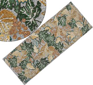 Luxury Beaded <b>Runner</b> Placemat With Leaf Design Fancy Decorative <b>Table</b> <b>Runners</b> for Wedding and Dining - Product Image 6