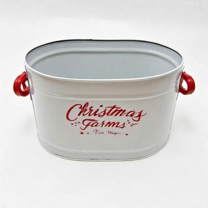 Maceta de cubo decorativa con abalorio de Yuletide galvanizado para arreglos navideños, uso en jardín al aire libre, duradero, ligero, de imitación - Product Image 2