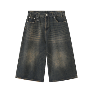 Custom <b>Mens</b> Denim Jeans Shorts Classic Fit Durable Cotton <b>Stretch</b> Summer Casual Breathable Comfortable Mid Length Crystal - Product Image 3