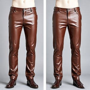 <b>Men</b> Genuine Sheepskin Leather Casual Slim Fit Windproof Eco-Friendly Breathable Winter Hip Hop Outdoor Pants - Product Image 1