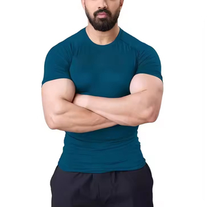 Camiseta Deportiva de Manga Corta para Gimnasio, 100% Algodón, Secado Rápido, Transpirable, Corte Holgado, Estilo Pullover, Color Sólido, Elástica, Servicio OEM - Product Image 1