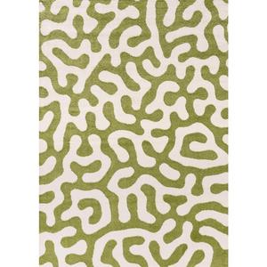Joli Doodle Green & White Striped Rectangular Entryway Rug Handmade Viscose Minimalist <b>Hallway</b> <b>Mat</b> - Product Image 1