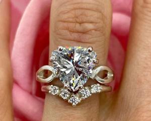 ชุดแหวนหมั้นโซลิแทร์ล้านล้านชุดเครื่องประดับงานปาร์ตี้ทำจากเงินโมอิสซาไนท์สีเงินแท้ปรับแต่งได้ตามต้องการ - Product Image 4