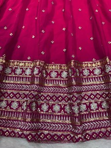 Robe élégante brodée rouge Bollywood tissu de soie Chinon séquencé Dupatta pour les fêtes d'hiver d'été vêtements pakistanais indiens - Product Image 5