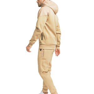 Conjunto de Sudadera con Capucha y Cremallera de Tela 100% Algodón para Hombre, Chándal Ajustado con Paneles, Ropa Deportiva Transpirable, Pantalones Deportivos, Conjunto de Dos Piezas - Product Image 4