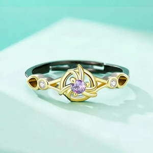 Anillo de Moda con Diseño de Personajes de Anime Románticos, Chapado en Oro de 18K y Rodio, con Incrustaciones, Regalo Perfecto - Product Image 3