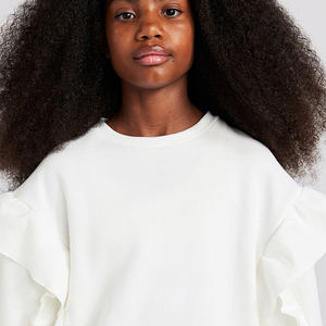 Venta al por mayor nueva moda de manga larga liso sudadera de mujer de lana Casual Crop Hoodies - Product Image 2