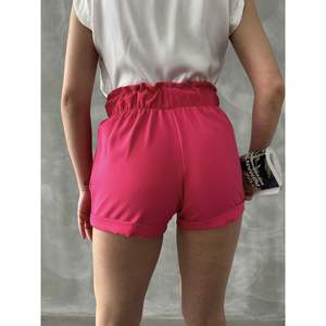 Topshow Women's Fuchsia Belt Shorts with <b>Ringed</b> Pockets Wholesale Fashion Accessory - Product Image 1
