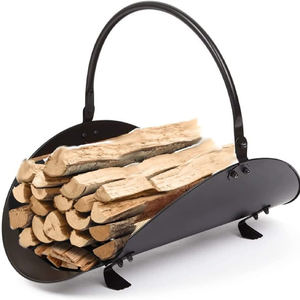 Ensemble de porte-bûches en bois et en métal mural industriel, disponible à prix de gros. - Product Image 5