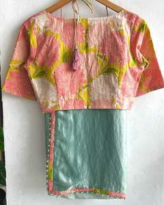 Sari brodé à paillettes Bollywood traditionnel pour femmes ethniques Saree de festival non cousu Pièce de chemisier pakistanais pour la fête - Product Image 3