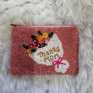 Classic Beaded Coin Purse Pearl and Diamond Beaded <b>Make</b> up Bag Wedding or Party Gift for Her - Product Image 1