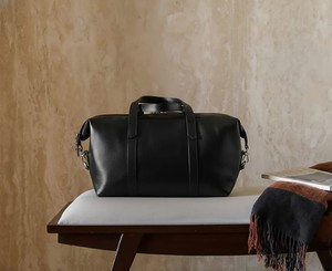 Vintage <b>Black</b> Leather Luxury Weekender Duffle <b>Bag</b> for Men-Lightweight <b>Large</b> Capacity Travel Luggage with Shoulder Strap - Product Image 1