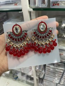 INDIEN DERNIÈRE TRADITIONNELLE KUNDAN HAUTE PLAQUÉ OR AVEC PERLE DESIGNER BELLE FANTAISIE KUNDAN BOUCLES D'OREILLES ENSEMBLE POUR FEMMES ET FILLES - Product Image 2