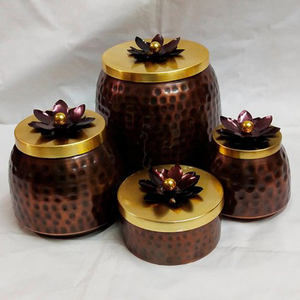 Round Wax <b>Decorative</b> Candle <b>Jar</b> Container Shiny Hammered Candle Holder Vessel Cup Metal <b>Jars</b> with Lid - Product Image 3