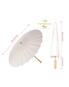 Super vente, parapluies en papier faits à la main en bambou, amour, mariage, poignée en bois vietnamienne, blanc, rustique, accessoires de photographie, baby shower - Product Image 5