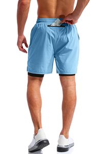 Shorts de course unisexe haute élasticité, séchage rapide, respirants, avec impression sublimée sur le devant, pour la gym, motif sportif confortable - Product Image 2
