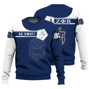 Sudadera con Cuello Redondo Zeta Phi Beta Griega 1920 para Mujer, Azul, Bordada, de Felpa - Product Image 3