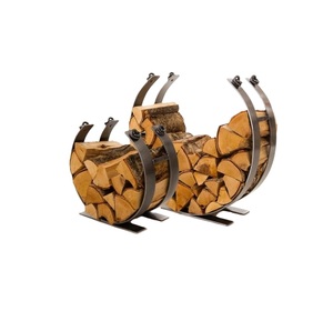 Estante de troncos de lujo de alta tendencia Almacenamiento de madera contra incendios Uso negro en exteriores e interiores Estante de troncos de hierro de metal de diferentes estilos - Product Image 1