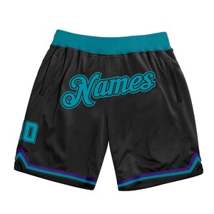 Industrie Direct Basketball Shorts Custom <b>Black</b> Teal-<b>Black</b> Authentic Throwback Basketball Shorts - Product Image 1