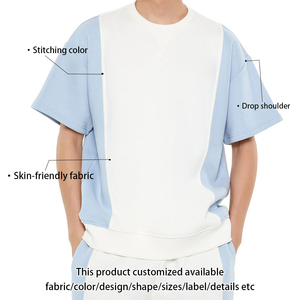 OEM Heavyweight Contrast Color T <b>Shirts</b> Plain Stitching Color Custom Logo <b>Fleece</b> T <b>Shirts</b> Manufacturer - Product Image 2