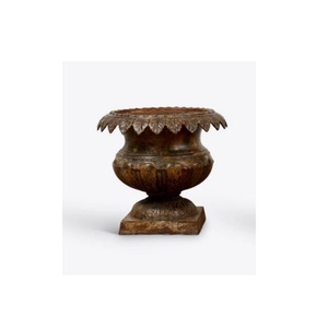 Pot de fleur d'urnes de jardin en métal noir de finition rustique antique avec piédestal pour le pot de plantes en métal de conception décorative de jardin extérieur - Product Image 5