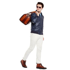 แจ็กเก็ตหนังคอปกตั้งสำหรับผู้ชาย, เสื้อแจ็คเก็ตหนังสไตล์พังก์แขนยาวไม่มีฮู้ดผ้าวูลซักสำหรับใช้ในรถจักรยานยนต์ - Product Image 2