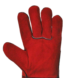 ถุงมือช่างเชื่อมหนังสีแดงคุณภาพดีที่สุดป้องกันการตัดกันลื่นกันความร้อนคุณสมบัติความปลอดภัยหนังวัวแยก - Product Image 4