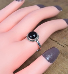 Onyx negro 925 joyería de piedras preciosas de plata esterlina anillo elegante piedra de nacimiento de Diciembre anillo de diseñador redondo regalo para aniversario - Product Image 4