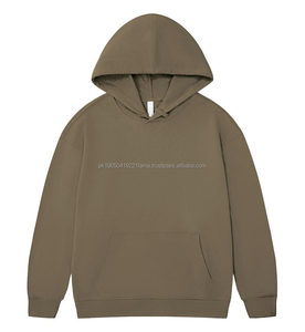 Custom Men's Heavyweight Cotton Boxy Fit Pullover Oversize Hooded Sweatshirts Drop Shoulder Streetwear Hoodies - Product Image 3