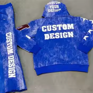 Survêtements de haute qualité en coton streetwear, à jambes évasées, avec fermeture éclair personnalisée, effet délavé à l'acide - Product Image 2