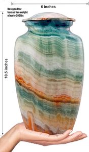 Handmade <b>Large</b> Adult Size Mosaic Aluminium Glass Cremation <b>Urn</b> Unique Funerals Supply With Individual Tiles Applied Burial - Product Image 5