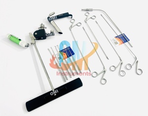 Instrumentos OldMed para Microcirugía Laríngea, Juego de Laringoscopio de Pedestal, 15 Piezas, Cirugía ORL, Acero Inoxidable de Grado Médico - Product Image 2