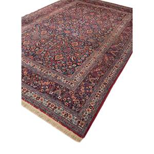 Alfombra de Lana Anudada a Mano Azul Aalam Pae-5422 con Patrón Floral Rectangular para Decoración de Sala de Estar, Tamaño 9x12 para Adolescentes - Product Image 2